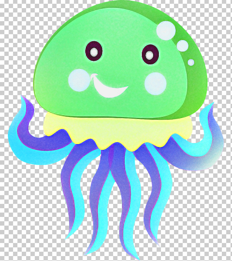 Green Turquoise Octopus Jellyfish Smile PNG, Clipart, Green, Jellyfish, Octopus, Smile, Turquoise Free PNG Download