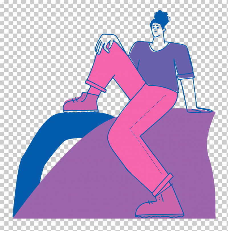 Sitting On Rock PNG, Clipart, Cartoon, Character, Clothing, Line, Pink Free PNG Download