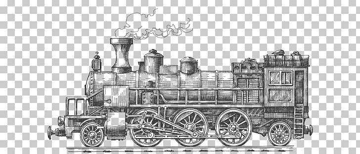 Train Rail Transport Steam Locomotive PNG, Clipart, Black And White, Drawing, Locomotive, Logo, Mode Of Transport Free PNG Download