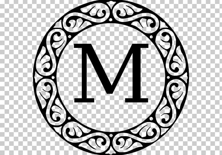 Monogram Letter Initial PNG, Clipart, Area, Black And White, Brand, Circle, Initial Free PNG Download