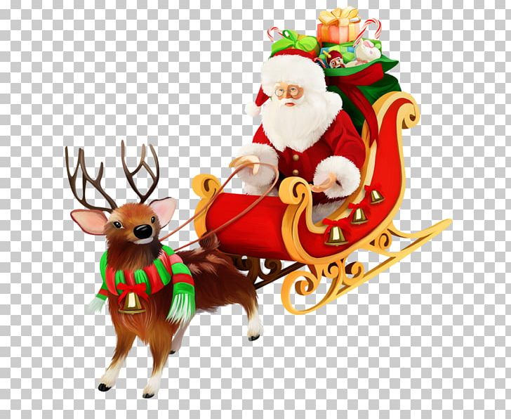 Santa Claus Village Sled Christmas PNG, Clipart, Cartoon, Christmas, Christmas Decoration, Christmas Ornament, Deer Free PNG Download