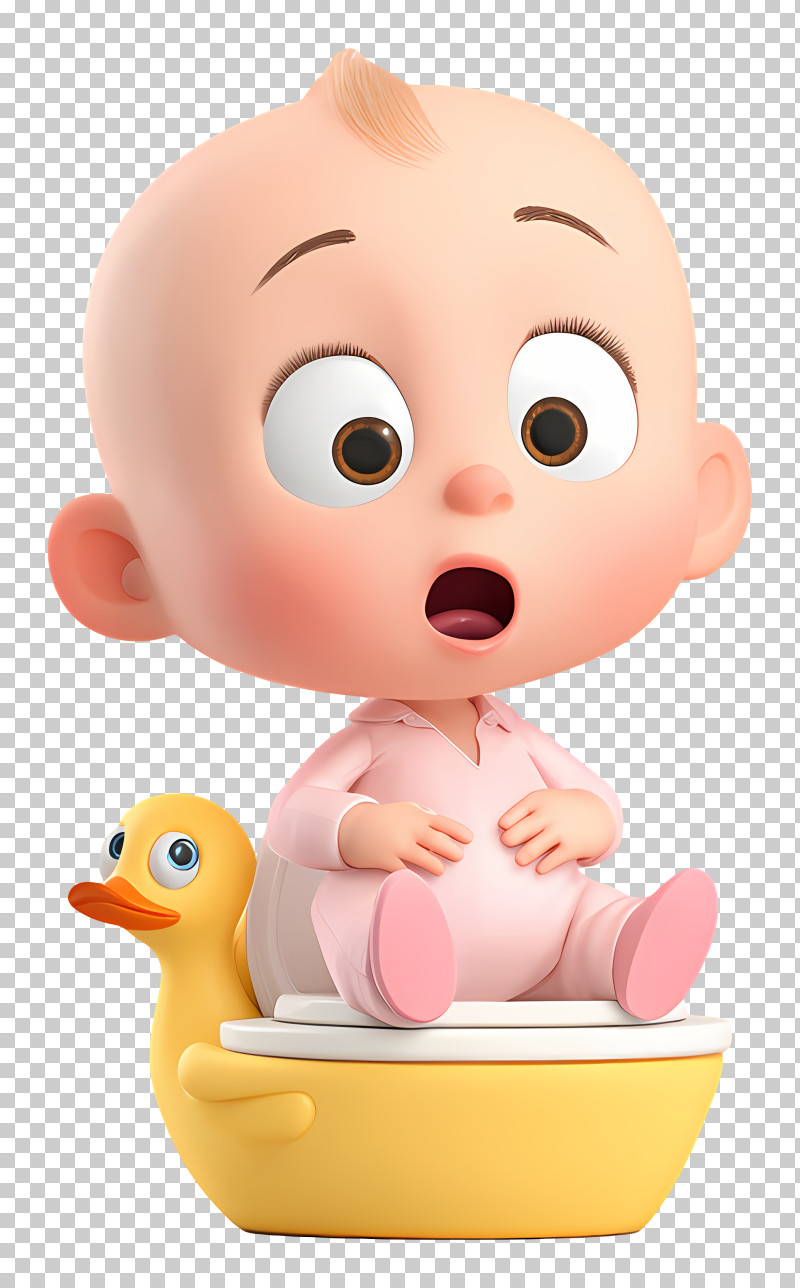 Cute Baby - Cartoon Baby On Potty With Duck PNG