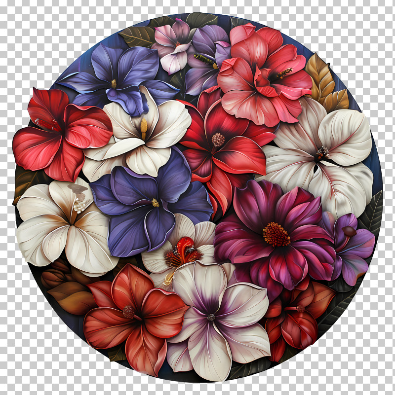 Flores - Colorful Floral Arrangement In Circle PNG
