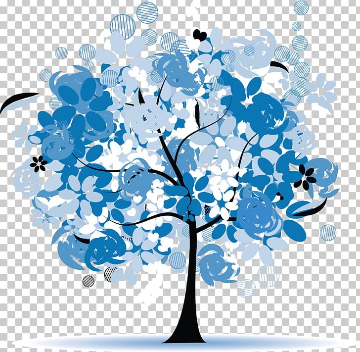 Tree Flower PNG, Clipart, Blue, Branch, Color, Computer Wallpaper, Drawing Free PNG Download