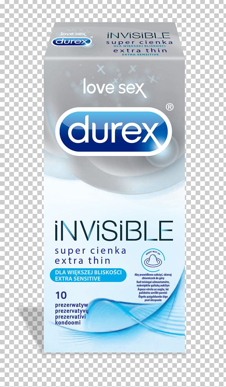 DUREX Invisible Extra Thin Extra Sensitive 10-Pack Condoms Cream Water Product PNG, Clipart, Aby, Brand, Cream, Durex, Invisible Free PNG Download