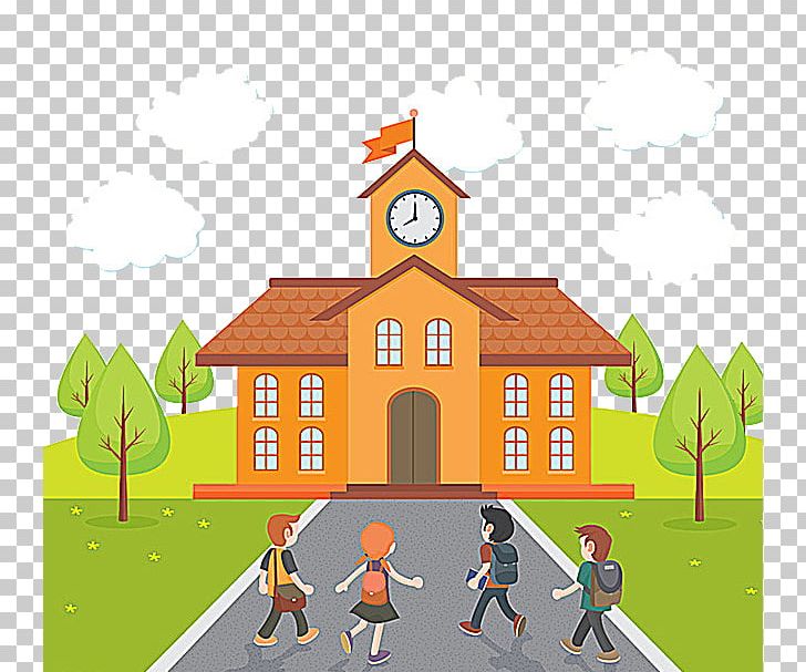 Student School Cartoon Illustration PNG, Clipart, Area, Art, Back To School, Baiyun, Building Free PNG Download