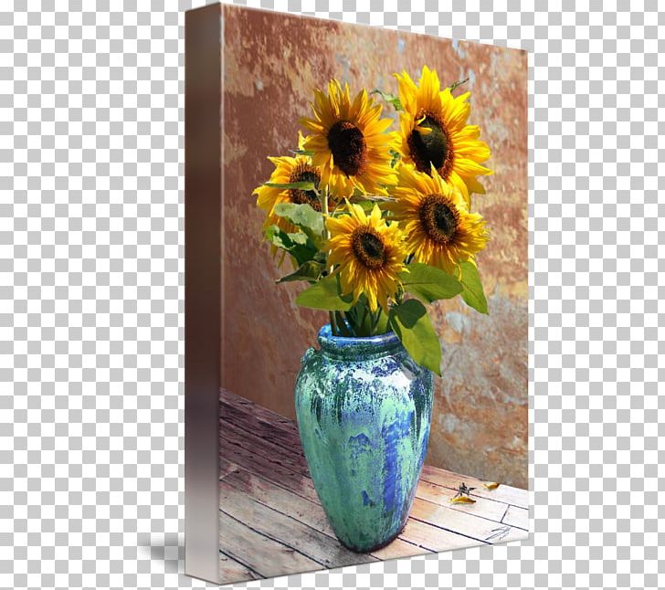 Common Sunflower Blue Vase Painting Art PNG, Clipart, Art, Blue Vase, Common Sunflower, Cut Flowers, Daisy Family Free PNG Download