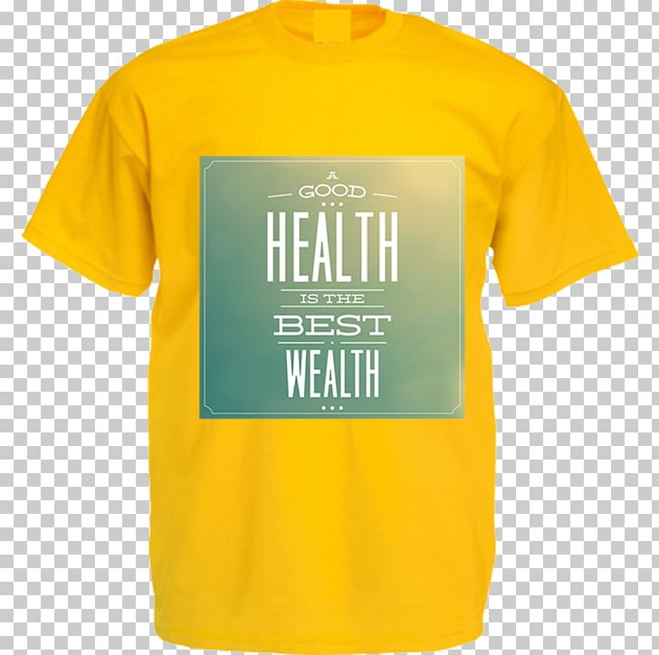 T-shirt Yellow Logo Product Design Sleeve PNG, Clipart, Active Shirt, Art, Brand, Good Health, Green Free PNG Download