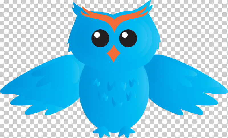 Owl Bird Blue Turquoise Cartoon PNG, Clipart, Animation, Azure, Beak, Bird, Bird Of Prey Free PNG Download