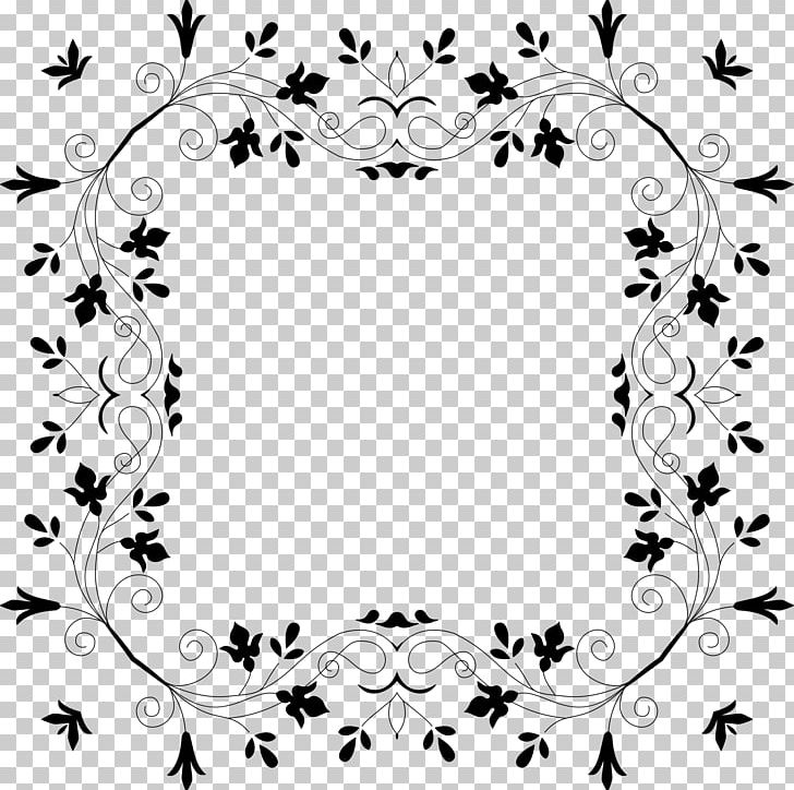 Flower Floral Design PNG, Clipart, Area, Black, Black And White, Border, Branch Free PNG Download