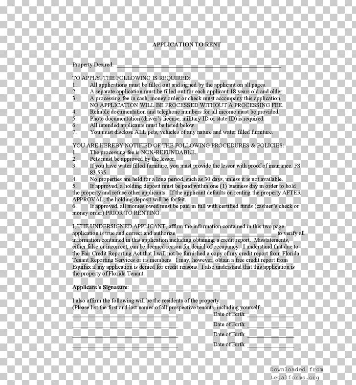 Document Rental Agreement Apartment Renting Contract PNG, Clipart, Apartment, Area, Contract, Document, Florida Free PNG Download