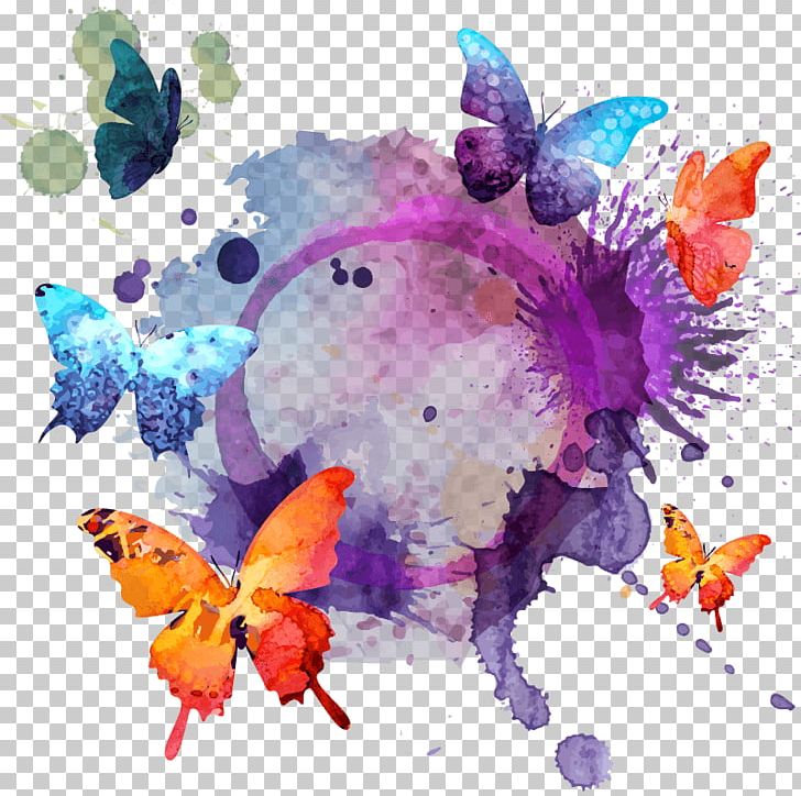 Butterfly Watercolor Painting Drawing PNG, Clipart, Art, Butterfly, Computer Wallpaper, Desktop Wallpaper, Download Free PNG Download