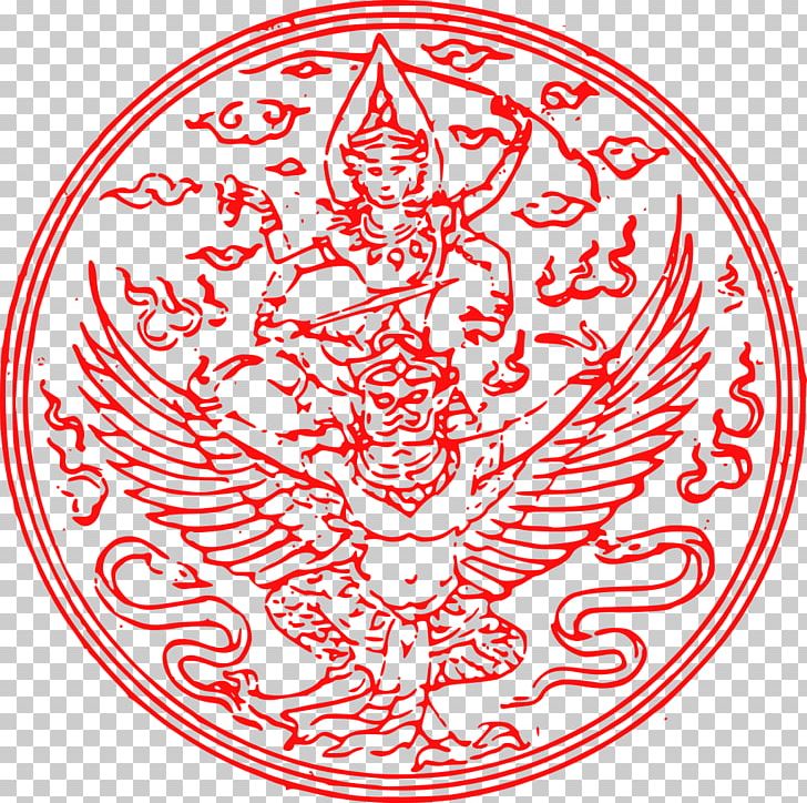 Emblem Of Thailand Ayutthaya Kingdom Garuda Coat Of Arms PNG, Clipart, Area, Art, Black And White, Chulalongkorn, Circle Free PNG Download