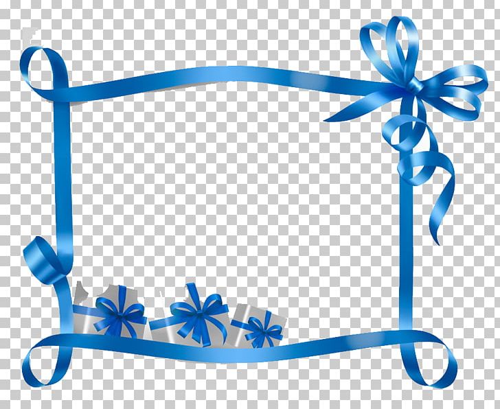Ribbon Gift Card Blue PNG, Clipart, Area, Blue, Border, Border Frame, Bow Free PNG Download