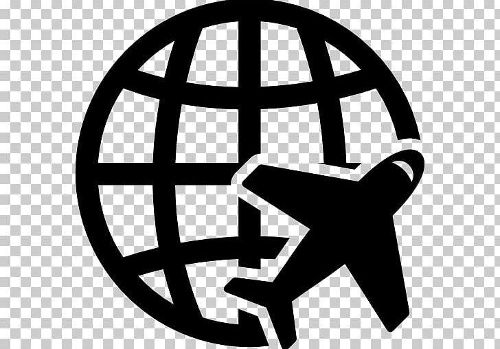 Airplane Globe Computer Icons World PNG, Clipart, Airplane, Area, Black And White, Brand, Circle Free PNG Download