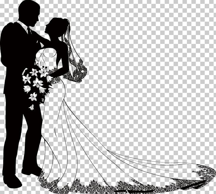 Bridegroom Wedding Marriage Drawing PNG, Clipart, Art, Black And White, Bride, Bride And Groom, Bride And Groom Silhouette Free PNG Download