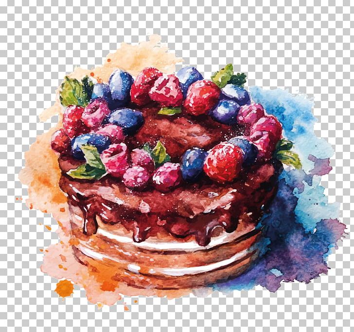 Layer Cake Watercolor Painting Drawing PNG, Clipart, Art, Berry, Birthday Cake, Buttercream, Cake Free PNG Download