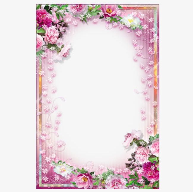 Download Warm Pink Flowers Floral Frame Png Clipart Album Border Frame Cute Cute Photo Frame Design Free