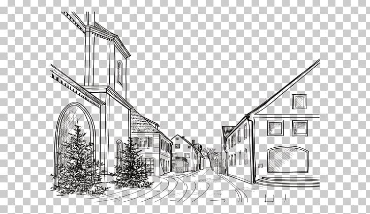 Drawing Sketch PNG, Clipart, Angle, Architecture, Black And White, Building, Cartoon Free PNG Download