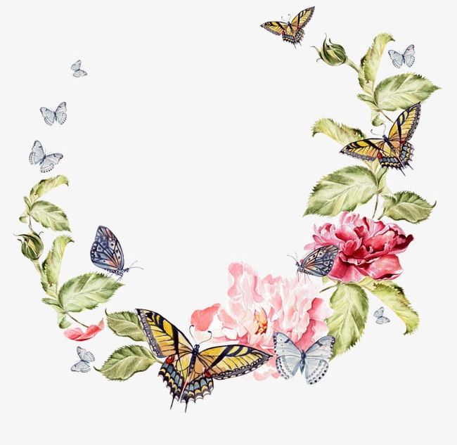 Hand-painted Watercolor Wreath PNG, Clipart, Beautiful, Beautiful Flower Cluster, Butterfly, Cartoon, Cartoon Flower Free PNG Download