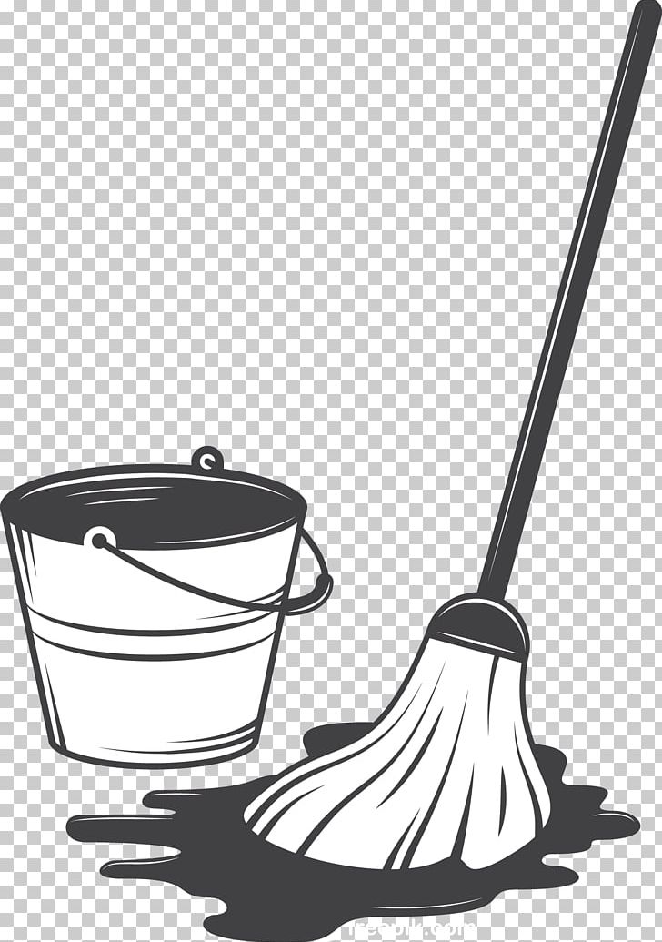 Cleaning Tool Illustration PNG, Clipart, Art, Black And White, Broom, Bucket, Bucket Vector Free PNG Download