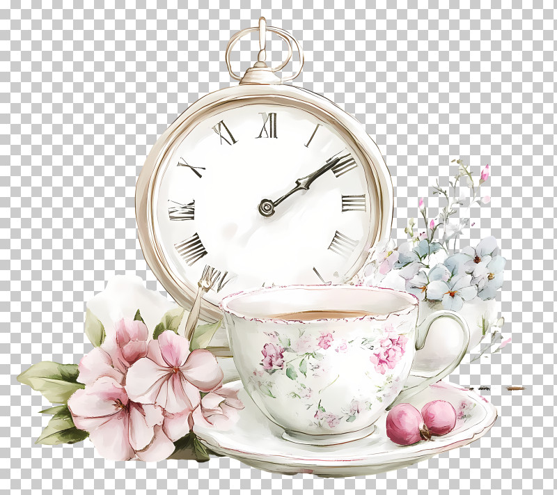 Teapot - Vintage Clock With Floral Tea Set PNG, Clipart, Clock, Clock ...