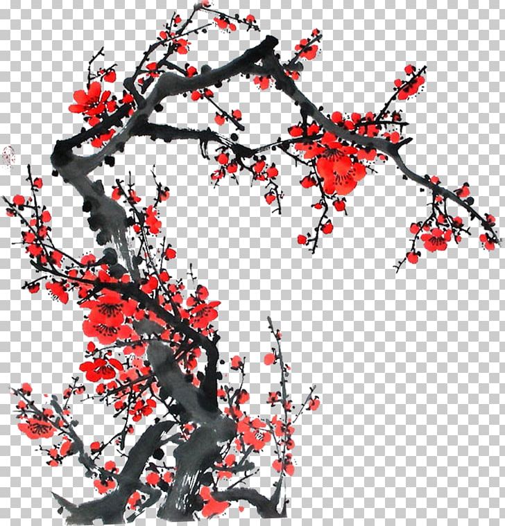Twig Plum Blossom Flower PNG, Clipart, Black And White, Blossom, Branch, Cherry Blossom, Floriculture Free PNG Download