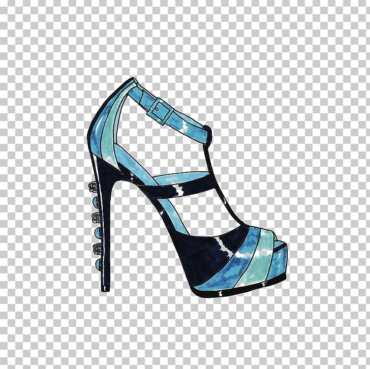 Sandal High-heeled Footwear Shoe Blue Drawing PNG, Clipart, Accessories, Basic Pump, Blue, Blue Abstract, Blue Background Free PNG Download