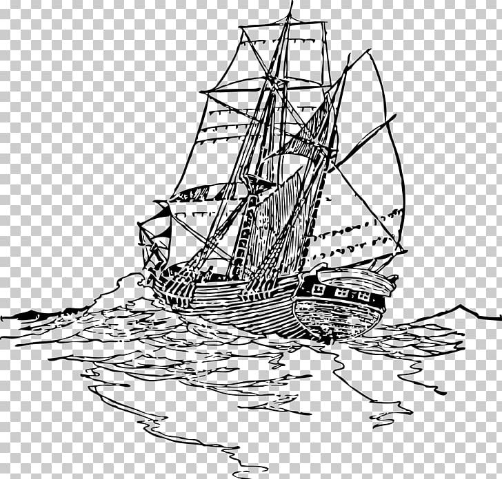 Brigantine Barque Ketch Sailing Ship PNG, Clipart, Artwork, Baltimore Clipper, Barque, Black And White, Boat Free PNG Download