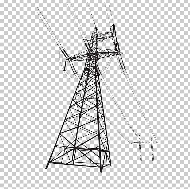 Overhead Power Line Transmission Tower PNG, Clipart, Angle, Antenna Accessory, Black And White, Electrical Supply, Electricity Free PNG Download