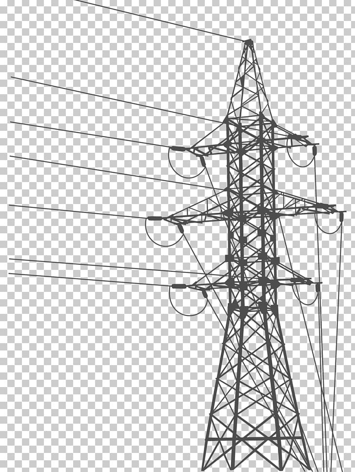 Overhead Power Line Electric Power Transmission Transmission Tower Electricity Electrical Grid PNG, Clipart, Angle, Black And White, Drawing, Electrical, Electrical Engineering Free PNG Download