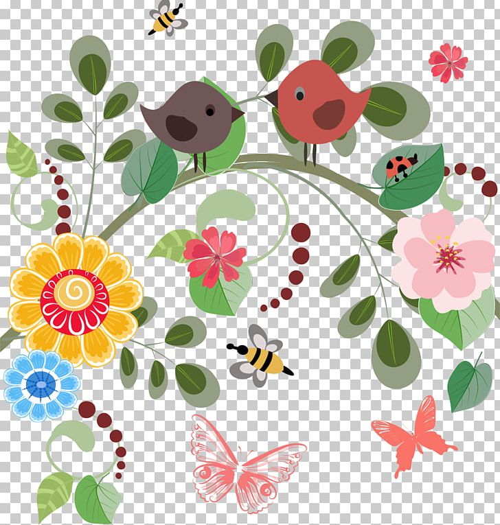Floral Design Cartoon Drawing PNG, Clipart, Animals, Art, Artwork, Bird, Branch Free PNG Download
