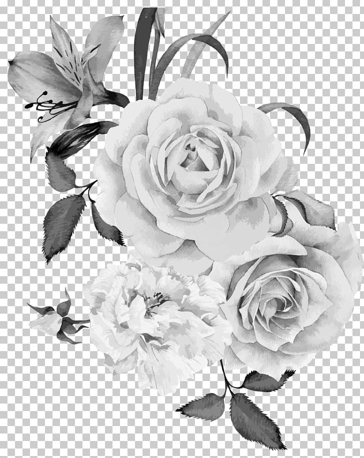 Garden Roses Floral Design Flower Bouquet Cut Flowers PNG, Clipart, Bikini, Black And White, Cut Flowers, Drawing, Fine Bouquet Free PNG Download