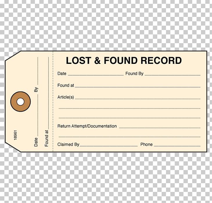 Lost And Found Template Paper Printing PNG, Clipart, Area, Bag Tag, Business, Form, Hotel Free PNG Download