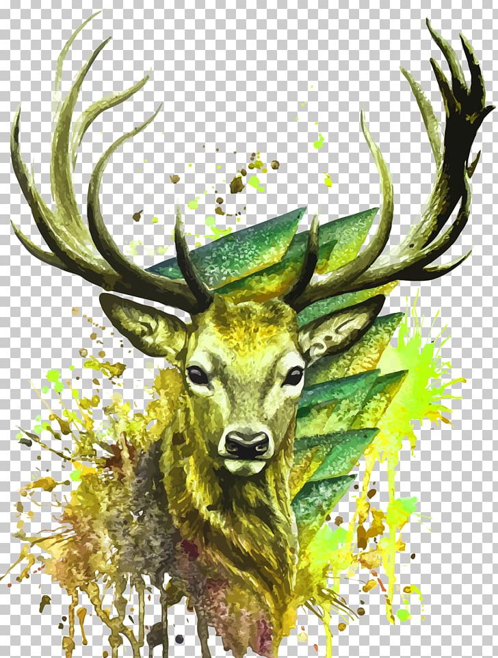 Deer Watercolor Painting Illustration PNG, Clipart, Animals, Antler, Art, Christmas Deer, Fauna Free PNG Download