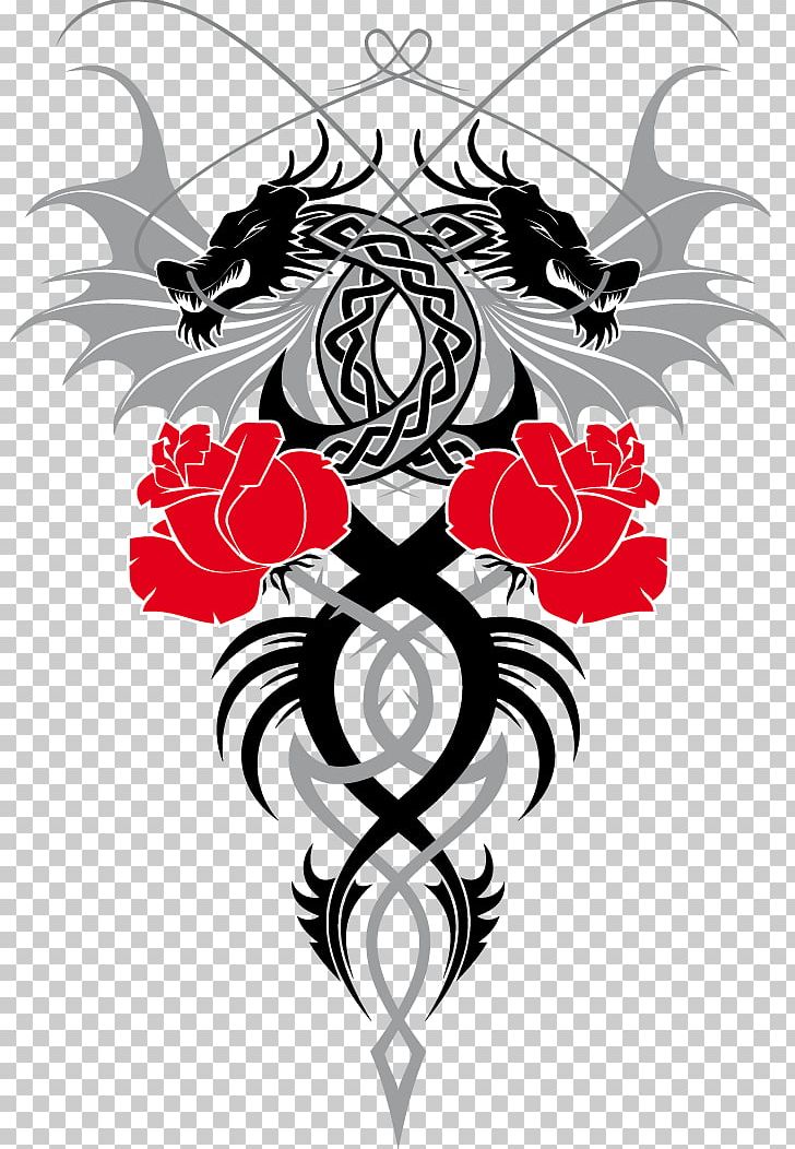 Chinese Dragon Rose PNG, Clipart, Art, Black And White, Chinese Dragon, Crest, Dragon Free PNG Download