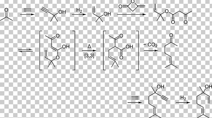 Linalool Acetylene Acetone Carroll Rearrangement Terpene PNG, Clipart, Acetylene, Alcohol, Angle, Area, Black And White Free PNG Download