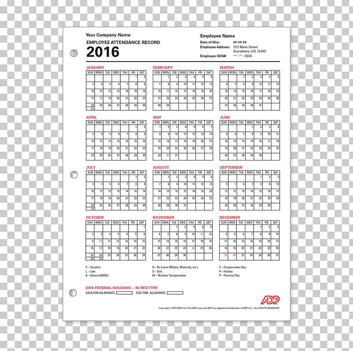 Calendar Template Payroll Attendance Tracking Form PNG, Clipart, 2018, Adp Llc, Area, Attendance, Calendar Free PNG Download