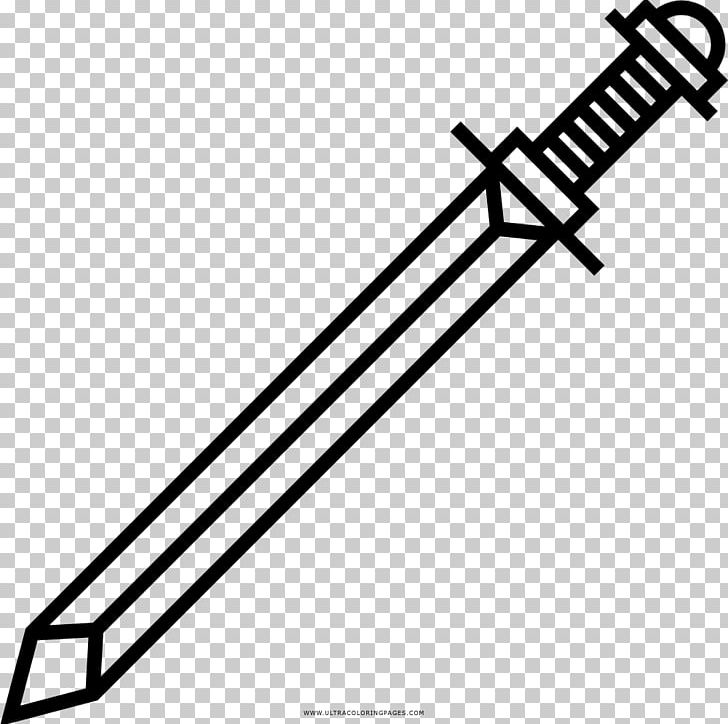 Sword Drawing Coloring Book PNG, Clipart, Angle, Black And White, Cold Weapon, Coloring Book, Drawing Free PNG Download