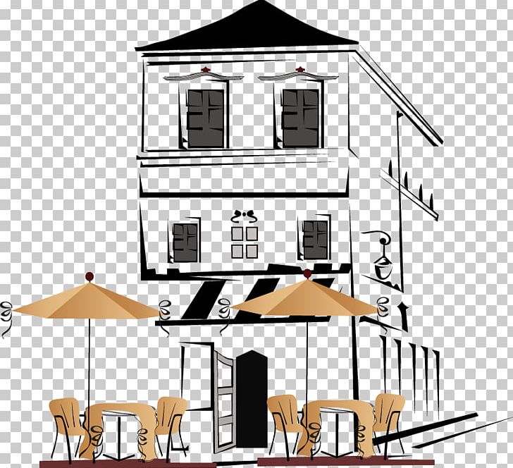 Coffee Cafe Restaurant Illustration PNG, Clipart, Angle, Architecture, Black, Brochure, Building Free PNG Download