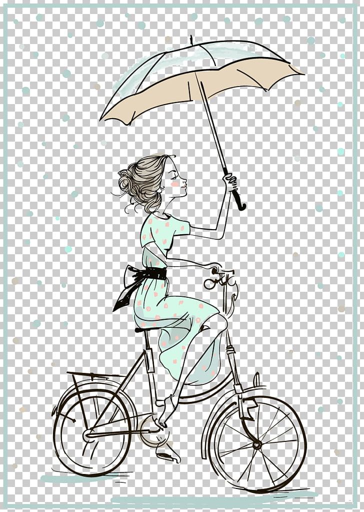 Umbrella Cartoon Illustration PNG, Clipart, Artwork, Baby Girl, Bicycle, Bicycle Accessory, Bicycle Frame Free PNG Download