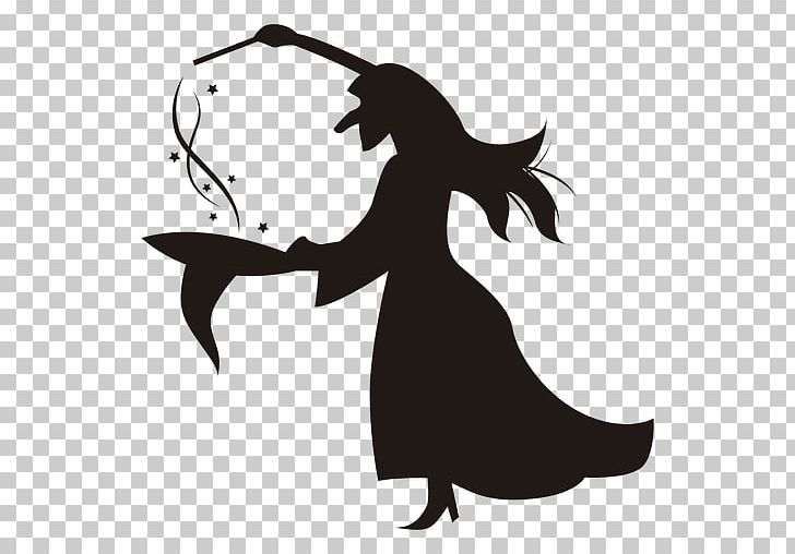 Halloween Silhouette Witch Drawing PNG, Clipart, Art, Bird, Black And White, Drawing, Fictional Character Free PNG Download