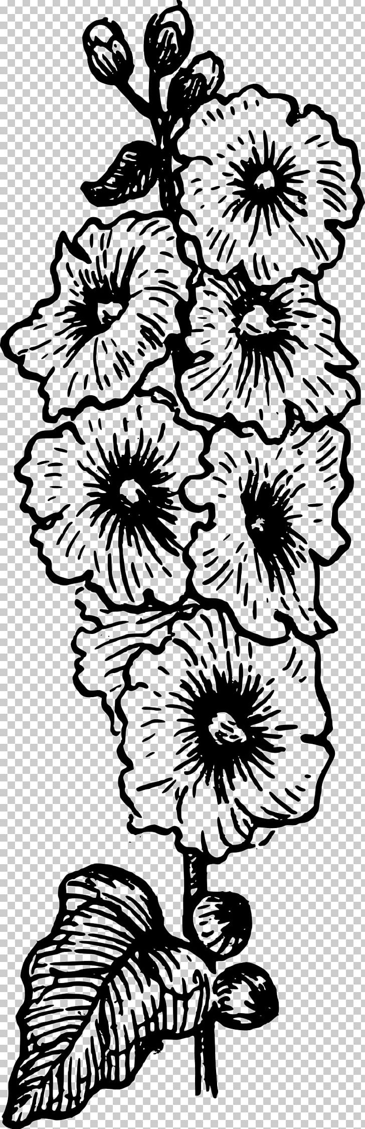 Coloring Book Alcea Rosea Drawing PNG, Clipart, Alcea Rosea, Area, Art, Artwork, Black Free PNG Download