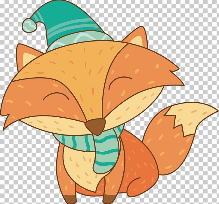 Animal Euclidean Fox PNG, Clipart, Animals, Blue Hat, Blue Scarf, Close Your Eyes, Download Free PNG Download