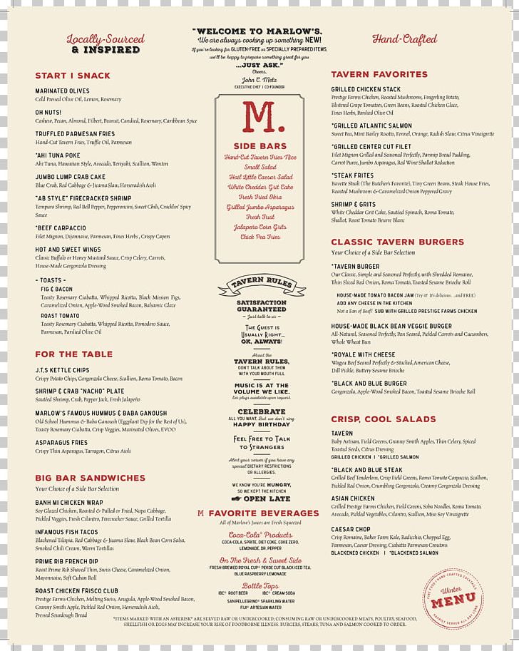 Menu Take-out Marlow's Tavern Restaurant Food PNG, Clipart,  Free PNG Download