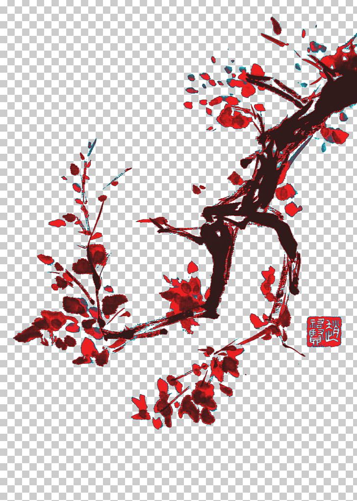 Ink Wash Painting Chinese Calligraphy Shan Shui PNG, Clipart, Art, Blossom, Branch, Calligraphy, Cherry Free PNG Download