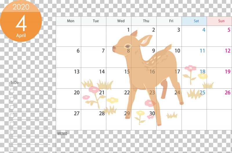 April 2020 Calendar April Calendar 2020 Calendar PNG, Clipart, 2020 Calendar, April 2020 Calendar, April Calendar, Deer, Fawn Free PNG Download