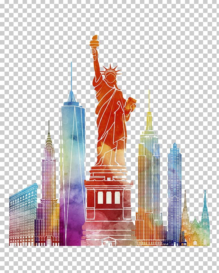 New York City Poster Watercolor Painting Illustration PNG, Clipart, Bottle, Cartoon, Chinese New Year, City, Color Free PNG Download