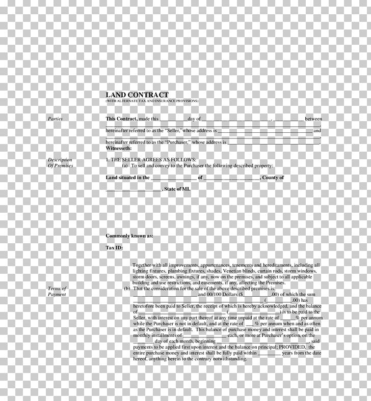 Land Contract Standard Form Contract Mortgage Loan PNG, Clipart, Angle, Area, Assignment, Black And White, Contract Free PNG Download