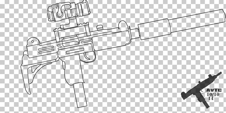 Firearm Weapon Gun Drawing Uzi PNG, Clipart, Air Gun, Angle, Black And White, Diagram, Drawing Free PNG Download